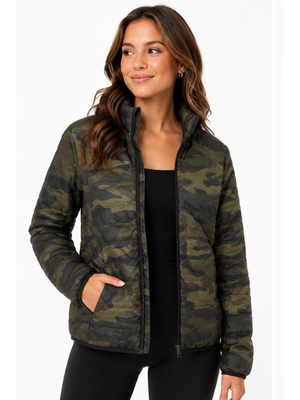 Victoria's Secret PINK Puffer Jacket Camo Green - Picture 1 of 10